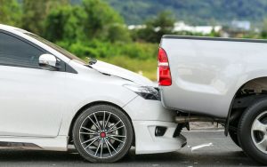 Car accident involving two cars on the road