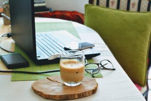 laptop on kitchen table