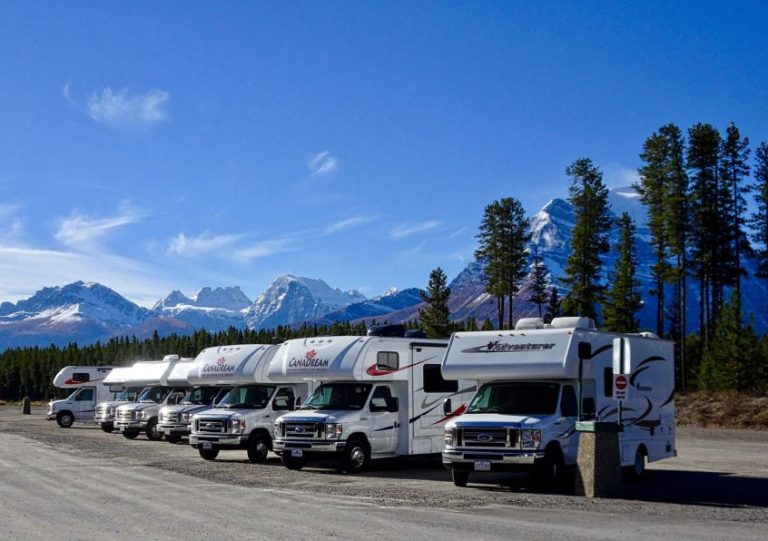 Motorhomes in a row