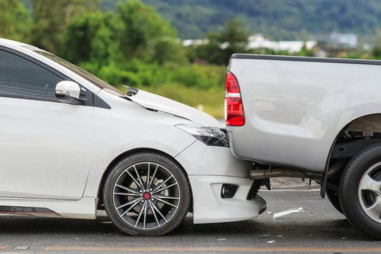 Car accident involving two cars on the road